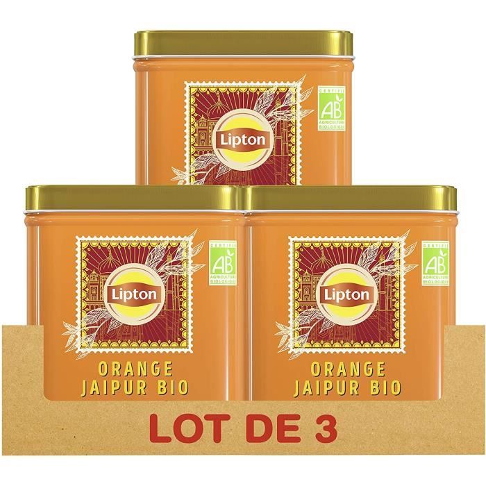 LIPTON - LOT de 3x 150g - Thé Noir Bio Russian Earl Grey, Orange, 100% d'origine naturelle, Agricult