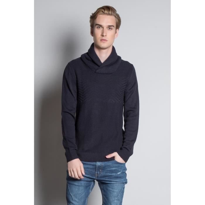 DEELUXE Pull à col châle en maille ANDREW Navy