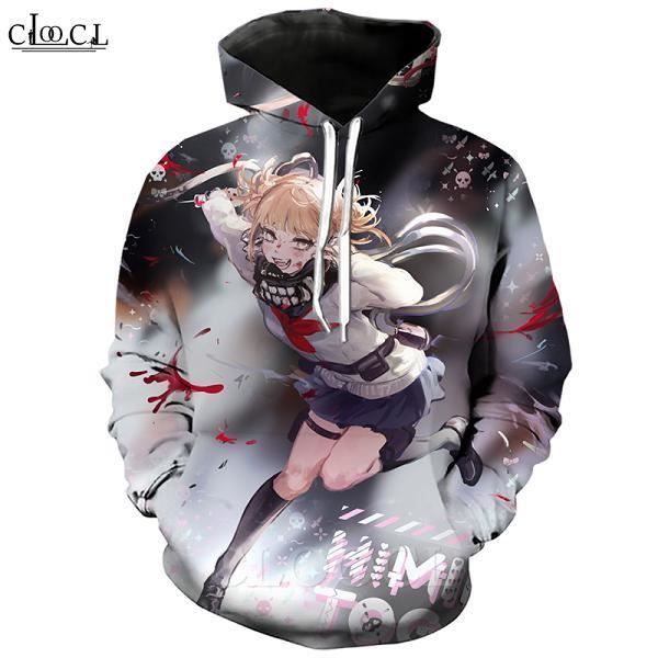 Sweatshirt Homme COSPLAY,Sweat à capuche Anime fille Toga Himiko My Hero Academia, impression 3D, à manches longues, pulls à capuc
