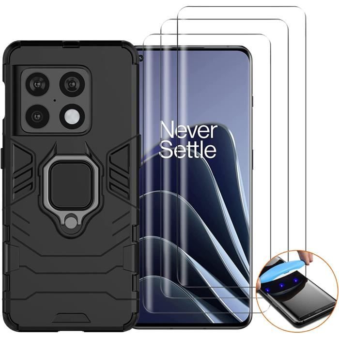 Coque Résistante avec béquille pour OnePlus 10 PRO et 3 protections écran en verre trempé incurvés