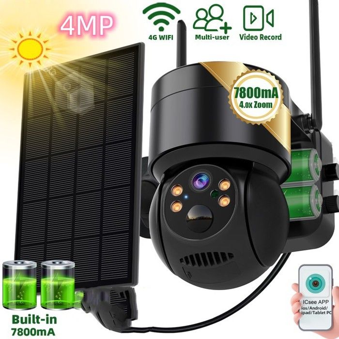 Prumya Caméra de surveillance WIFI intelligente 3Mp IP Caméra IP66 Vision Nocturne Maison Sécurité Tuya + Carte SD