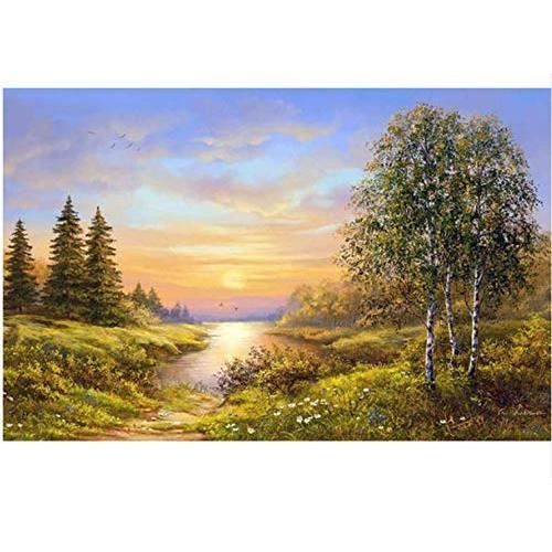 Peinture en Diamant 5D Plein Foret Carré Diamant 5D DIY Diamant Peinture-Paysage De Printemps- Diamant Broderie Point De Croix
