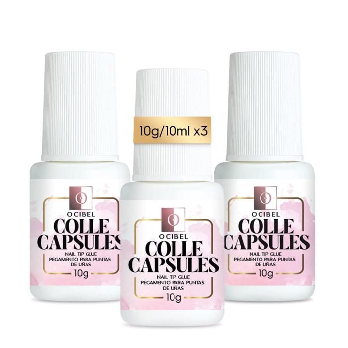 3 Colles capsules pour ongles avec pinceau - 7,5 ml