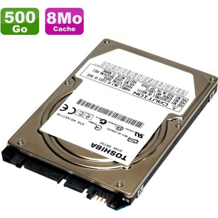 Disque Dur 500Go SATA 2.5- Toshiba MK5061GSY HDD2F52 7200RPM Pc Portable 8Mo