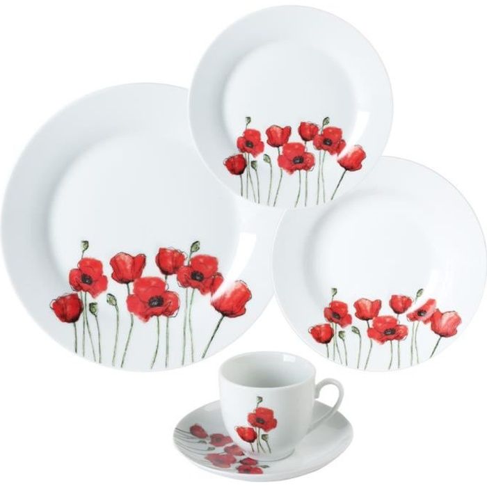TREND'UP - SERVICE 30 PIECES PORCELAINE POPPY ROUGE