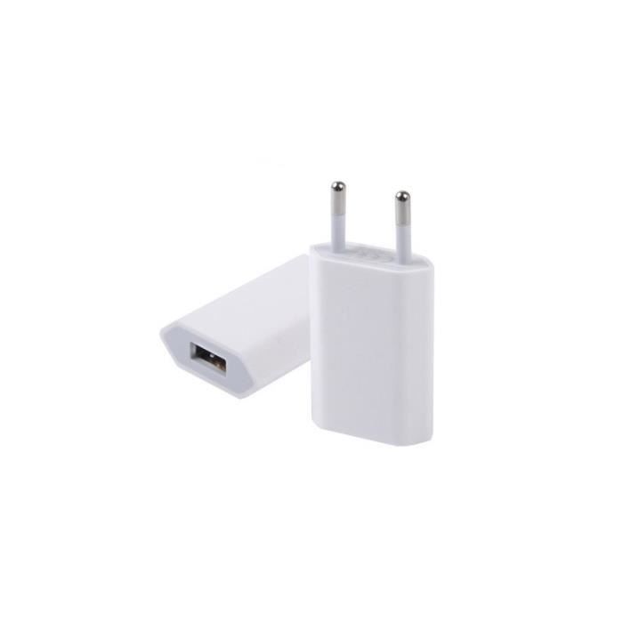 Chargeur iPhone EU Plug 5V 1A Adaptateur USB l'iPhone Galaxy Huawei Xiaomi LG HTC et Smartphone appareils rechargeables Blanc