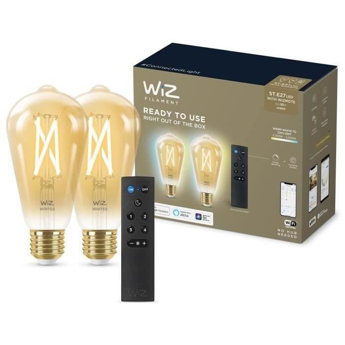 Kit de démarrage WiZ 2 ampoules connectées Edison Blanc variable E27 50W + Télécommande nomade varia