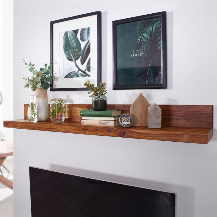 WOHNLING bois massif étagère murale 160 cm étagère Sheesham Wandboard meubles en bois massif