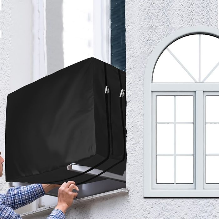 Housse Climatiseur Fenêtre Stecto - Oxford Argenté Imperméable - Protection UV, Poussière - 80x32x57cm