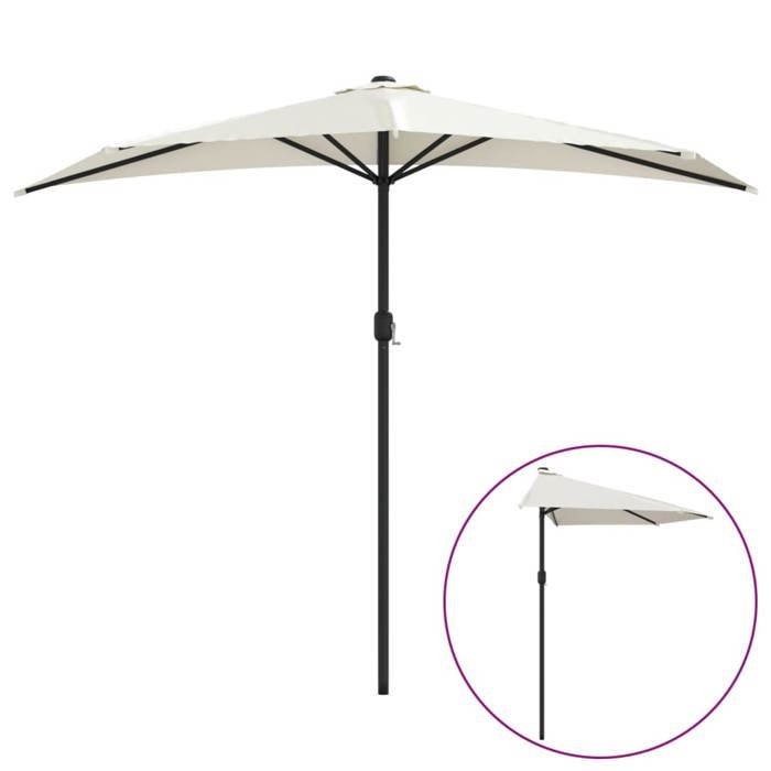 Vidaxl Parasol de balcon avec mât en aluminium Sable 270x144 cm Demi 44587