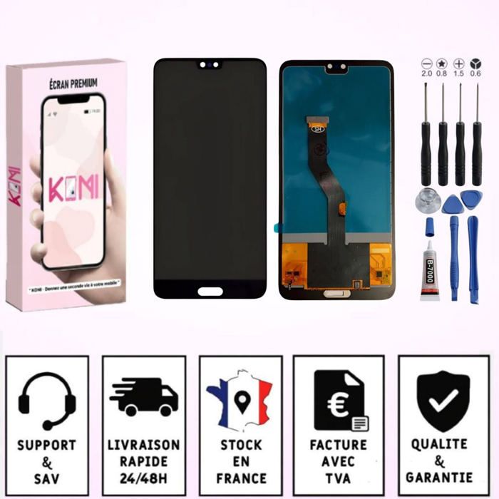 Écran LCD Complet + Vitre Tactile + Verre Trempé Pour Huawei P30 - Rouge Amber Sunrise - Neuf