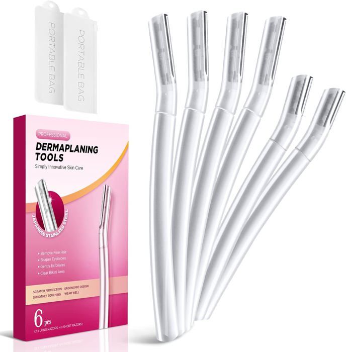 Rasoir Dermaplane pour le visage des femmes(6 unités) Outil professionnel de dermaplaning pour le duvetlépilation du visage