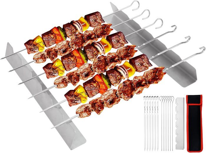 Brochette Rotative En Inox Pour Barbecue - Cage Tournante 360°, Jusqu'à 10 Brochettes, Facile à Nettoyer