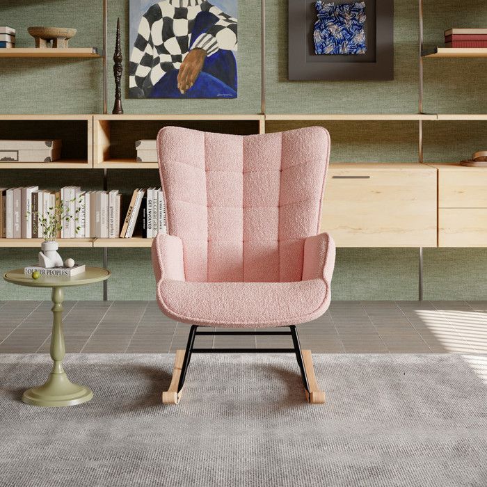 Fauteuil à Bascule Rembourré En Tissu Teddy Pour Salon, Chambre à