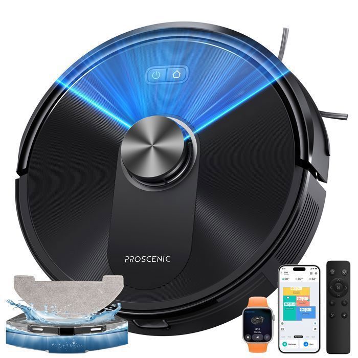 PROSCENIC Aspirateur Robot Laveur QO10 -10000 Pa Anti Enchevêtrement 3 en 1 Aspiration & Lavage Corps compact Cartographie Laser - Proscenic