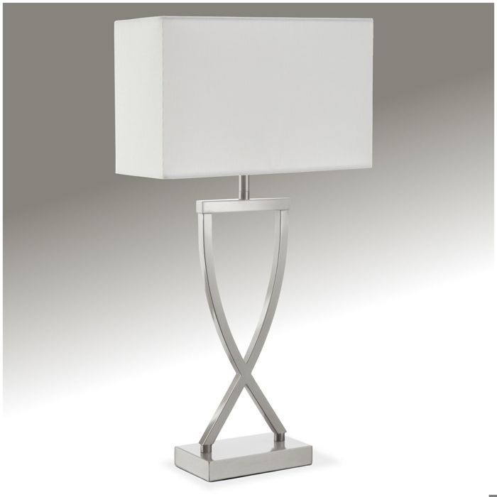 Lampe - TECTAKE - Lampe de table AVINA 60W design moderne et lumière non éblouissante - Nickel
