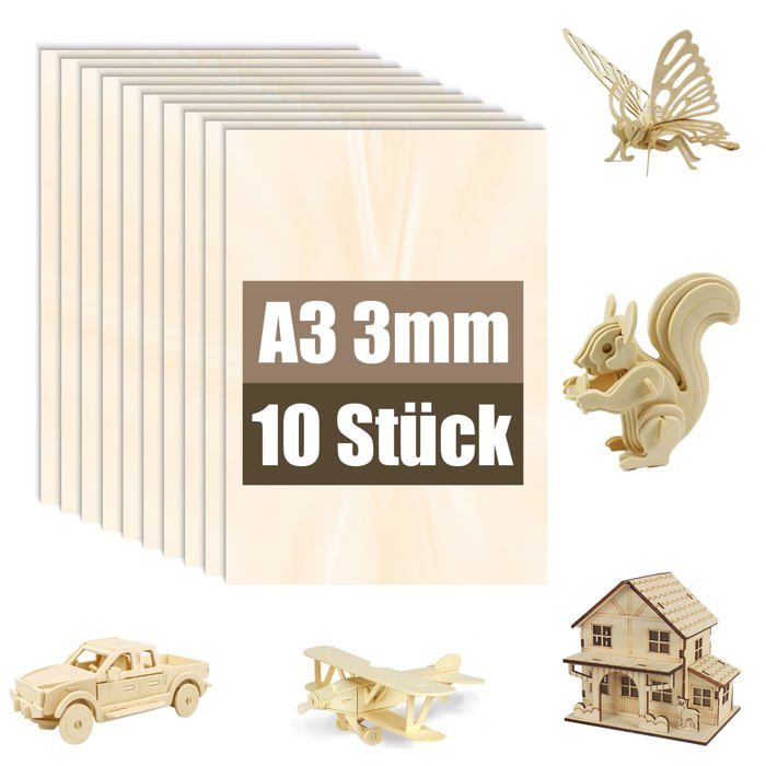 Lot De 30 Plaques Contreplaqué Tilleul 300x300x3mm - Bois Idéal Laser, Bricolage & Artisanat