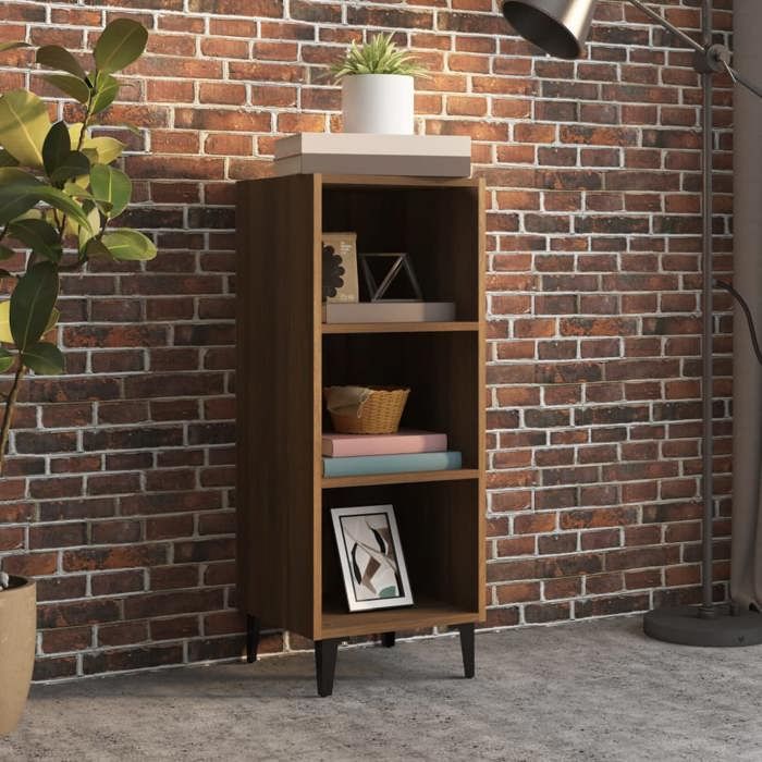 Meuble dappoint de rangement chêne marron en bois dingénierie 34 5x32 5x90 cm avec rangements rangement pour salle à manger
