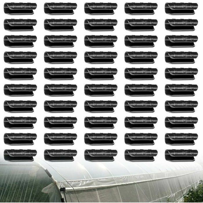 50pcs Serre Tuyau 25mm pour Tunnel Jardin - clips fixation bâche plastique solide Label