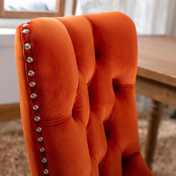 Chaise de salle à manger - Nikki - velours capitonné - pieds bois massif - lot de 2