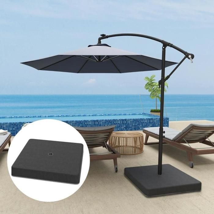 Poids de base pour pieds de parasol étanches lestables avec du sable en plastique 89 cm (L) x 89 cm (l) x 105 cm (H) noirs