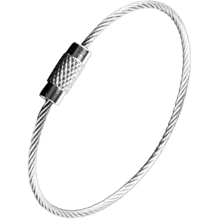 Bracelet multifonctionnel – Nosheir – Câble d’acier inoxydable – Avec réglage anti-dérapant – pour camping et outdoor (argent)