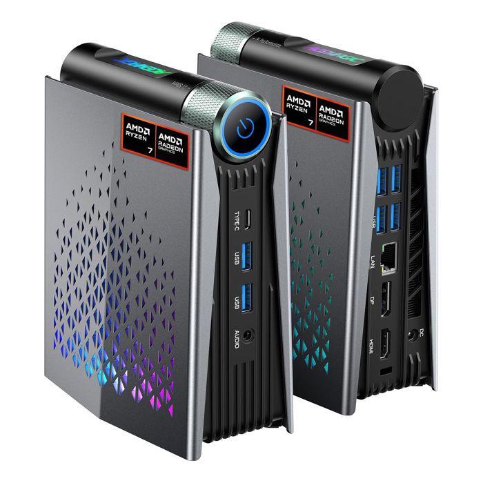 Mini PC Gamer - ACEMAGIC - AMD Ryzen R7 H255(8C/16T jusquà 4.9GHz) 16Go RAM LPDDR5 512Go SSD4K Triple Display LAN/WiFi 6/BT5.2
