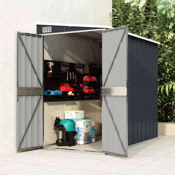 Abri de jardin - vidaXL - armoire rangement - résistant pluie UV - métal - anthracite - 118 x 194 x 178 cm@pbj97a