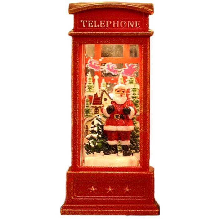 Lanterne boule à neige conçue pour une cabine téléphonique. ornement lumineux de Noël pour décoration de bar KTV. Père Noël