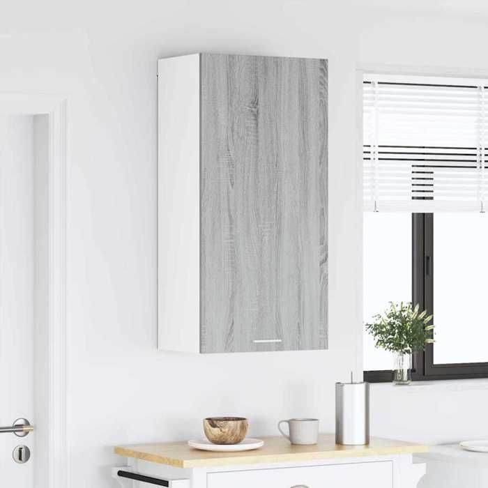 Meuble Rangement - HAOSHOP - Armoire suspendue Gris Sonoma et Blanc 50 x 31 x 100 cm&01_40653
