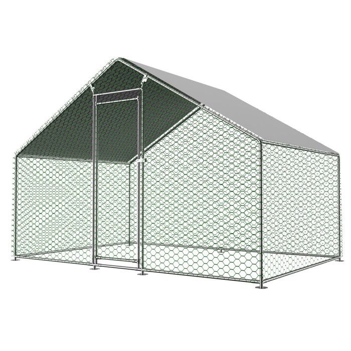 Poulailler Argenté 303x200x200cm Pour Poules Lapins verrou Sécurisé bâche PE Imperméable Adapté Divers Petits Animaux Extérieurs Poulailler Argenté 303x200x200cm Pour Poules Lapins verrou Sécurisé bâche PE Imperméable Adapté Divers Petits Animaux Extérieurs