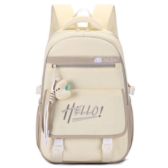 XJYDNCG Sac à Dos EnfantCartable Fille PrimaireSac Multicompartiments Étanche Grande Capacité pour École Quotidienne - Blanc Cassé