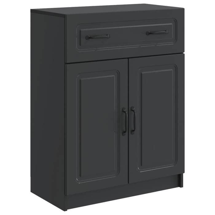 Buffet avec Tiroir Noir 66 x 34 5 x 87 cm en bois avec style contemporain et poignées métalliques et 2 Portes pour Cuisine FR449726