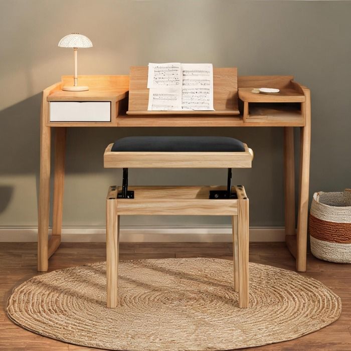 Bz Banquette Bz en Velours (100 polyester) Bois naturel 61.5 x 33 x 56 cm