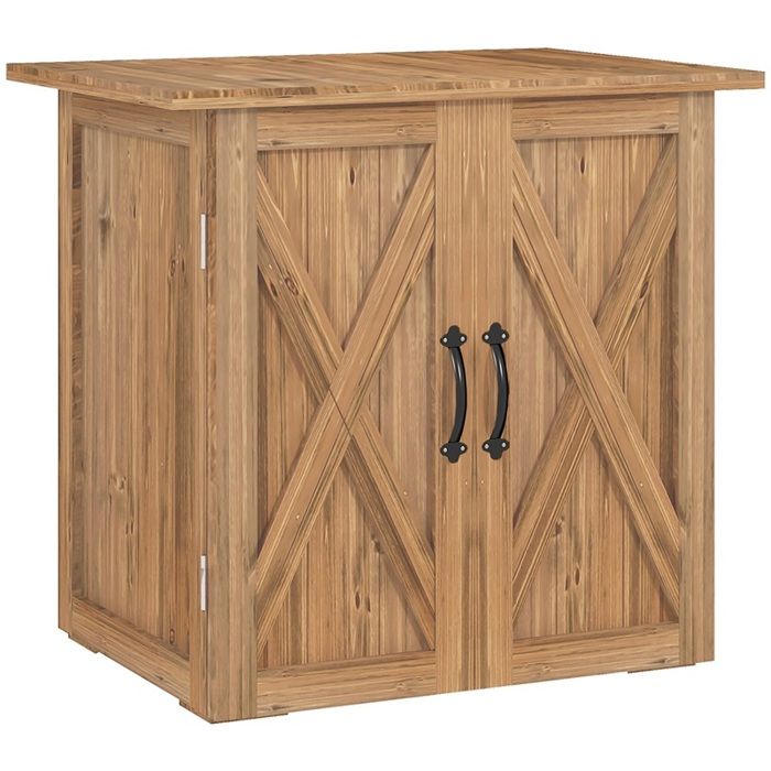 Abri de jardin en bois avec 2 portes et poignées style champêtre 77 x 55 x 72 cm marron Abri de jardin en bois avec 2 portes et poignées style champêtre 77 x 55 x 72 cm marron