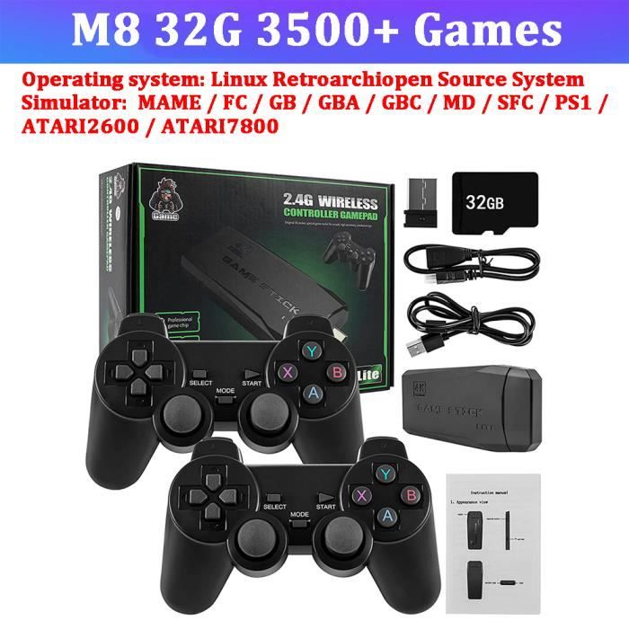 Console Jeu Rétro M8 - 20000 Jeux Intégrés, 2 Manettes Sans Fil, Sortie HDMI 4K - Cadeau Noël