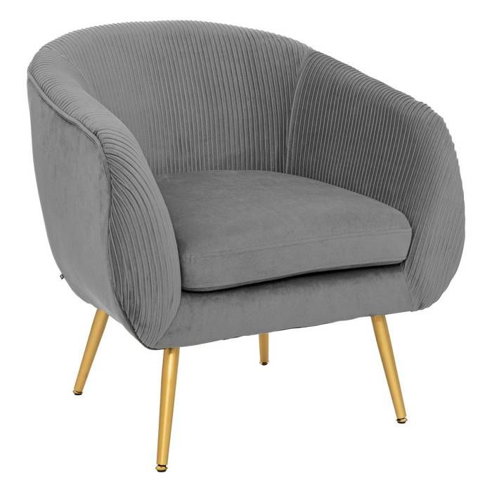 Fauteuil Gris Solaro velours plissé gris - Atmosphera Créateur dintérieur