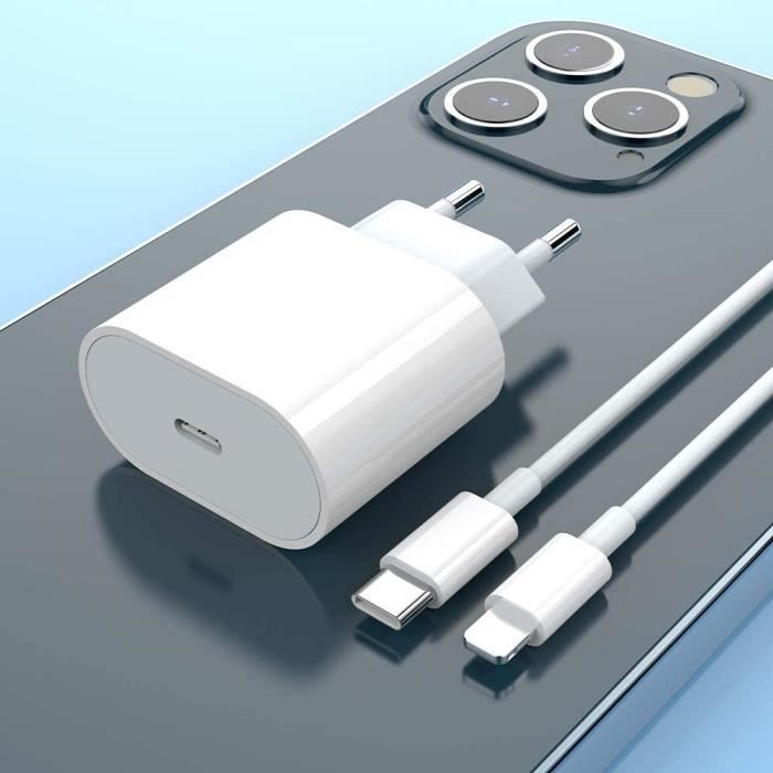 PD 20W Chargeur iPhone avec 1M Câble USB C vers Lightning, USB