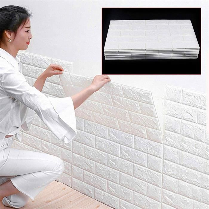foeverme 10 Pcs Panneaux Muraux 3D Papier Peint Brique Auto-adhésif, DIY Imperméable PE Mousse Effet Pierre Brique, pour Salon, Chambre, Toile de Fond TV Décor, Cuisines (35 x 38,5 0,5 cm