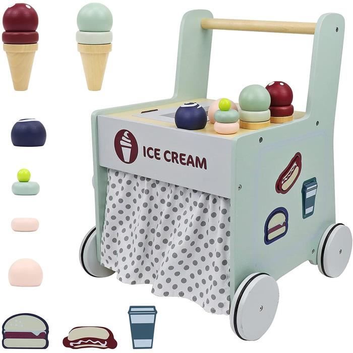Trotteur Bebe Jouet Enfant Fille Garcon 1 An 2 En 1 Chariot De Marche Avec Creme Glacee Jouet En Bois Porteur Trotteur Montess 39 Cdiscount Puericulture Eveil Bebe