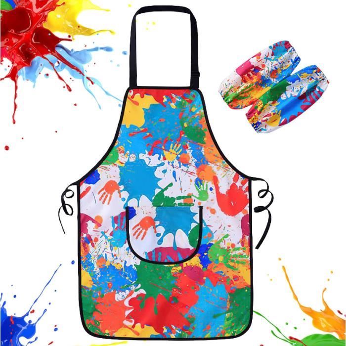 Tablier Peinture Enfant - Blouse Imperméable - 6-12 ans - Réutilisable - Tissu Respirant - Poche - Maison