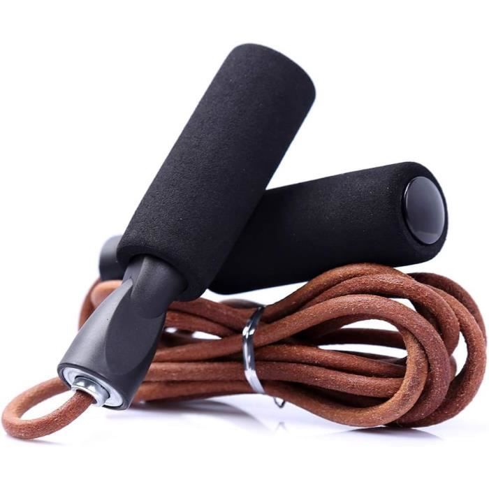 Corde À Sauter En Cuir Avec Roulement Réglable Lesté Pour Boxe, Sport, Saut, Gym[u7178