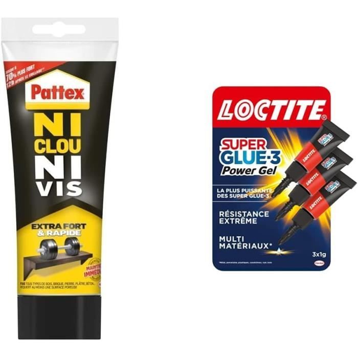 Ni Clou Ni Vis Extra Fort et Rapide, Colle Blanche, 260g & Loctite ...