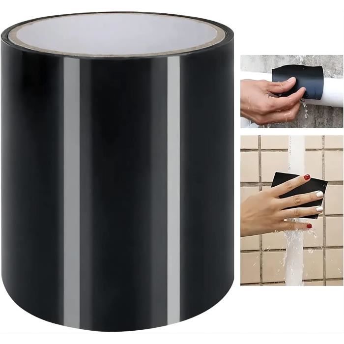 Ruban Étanche Auto-Soudant Noir - 2 Rouleaux 10cm X 1.5m - Réparation Fuites Eau/Air - Pour Toit, Tuyaux, Bâches