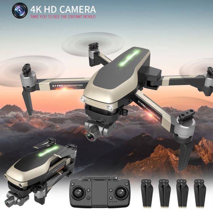 X1 PRO GPS drone pliant 4k WIFI FPV HD Camera Selfie TwoAxis