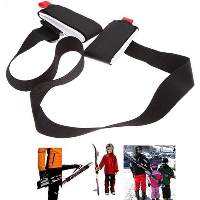 1 Pieces Porte Ski Dorsal Bandouliere Reglable pour Pack Ski Systeme de Transport de Skis Noir