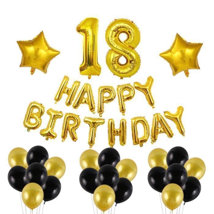 Kit De Ballons Joyeux Anniversaire De 18 Ans Set De Ballons Decoratifs Set De Ballons En Latex D Aluminium Naturel Or Cdiscount Maison Kit De Ballons Joyeux Anniversaire De 18 Ans Set De Ballons Decoratifs Set De Ballons En Latex D Aluminium Naturel Or Cdiscount Maison