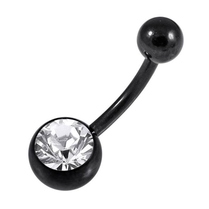 Piercing Nombril En Acier Chirurgical 316L – Barre Banane Cristal, 1,6 Mm (14G), Longueur 10 Mm – Stérilisé, Hypoallergénique