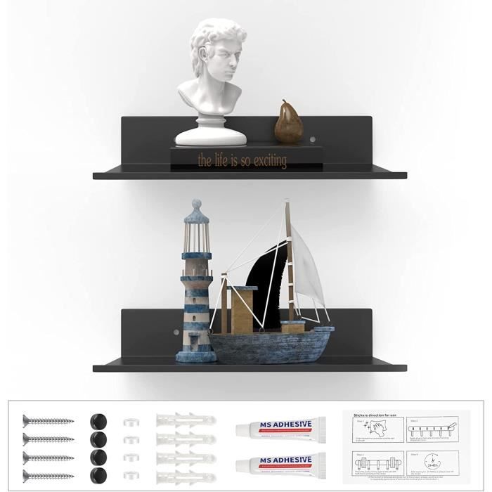 2 Pièces Etagères Murales Bois Ronde Étagère Murale Flottante Support