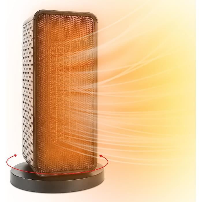 Radiateur Soufflant Céramique Portable - 800W/1200W - Chauffage D'Appoint Pour Salle De Bain, Bureau, Chambre - Protection Surchauffe & Anti-Basculement